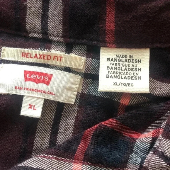 Womens Levi’s Relaxed Fit Plaid Long Sleeve Button Down Shirt Size XL - Picture 5 of 9